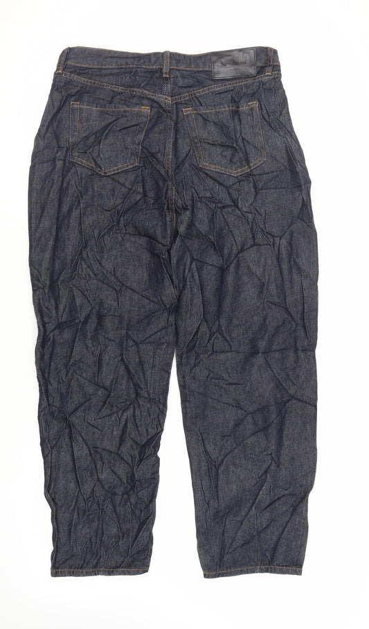 Autograph Womens Blue Cotton Straight Jeans Size 14 L28 in Regular Zip