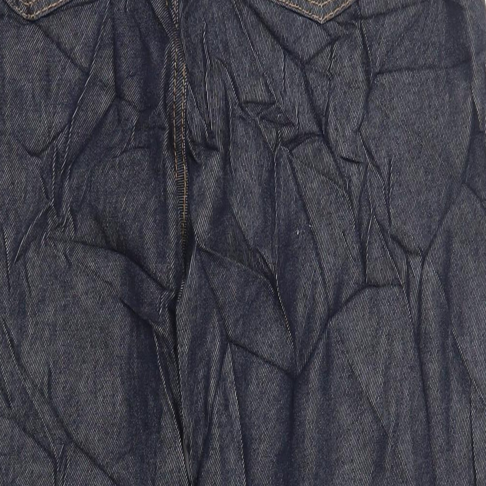 Autograph Womens Blue Cotton Straight Jeans Size 14 L28 in Regular Zip