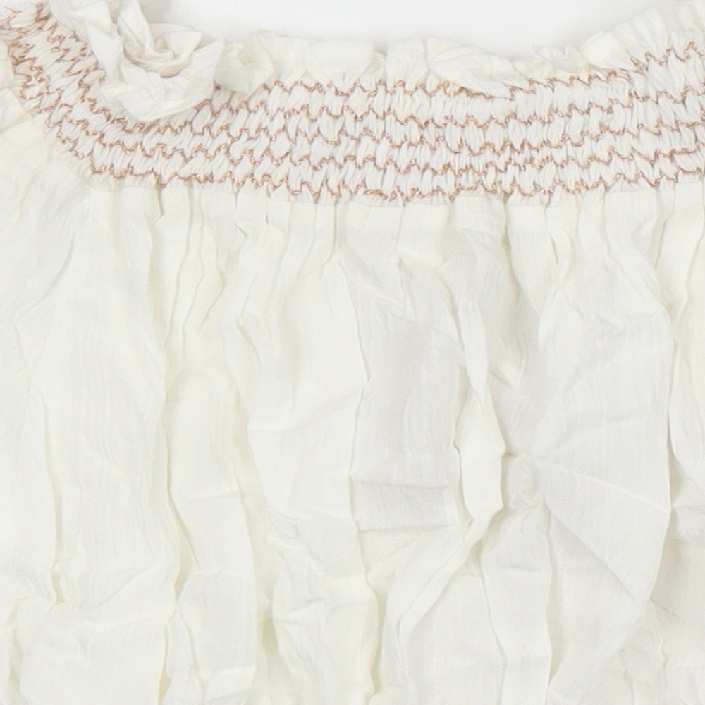 Lindsay Brown Womens Ivory Cotton Tunic Blouse Size XL Boat Neck - Sequin Detail