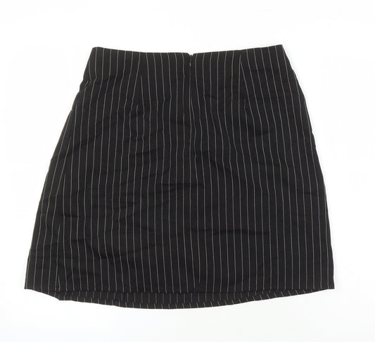 Boohoo Womens Black Striped Polyester Mini Skirt Size 12