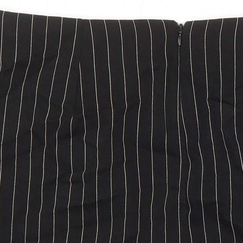 Boohoo Womens Black Striped Polyester Mini Skirt Size 12