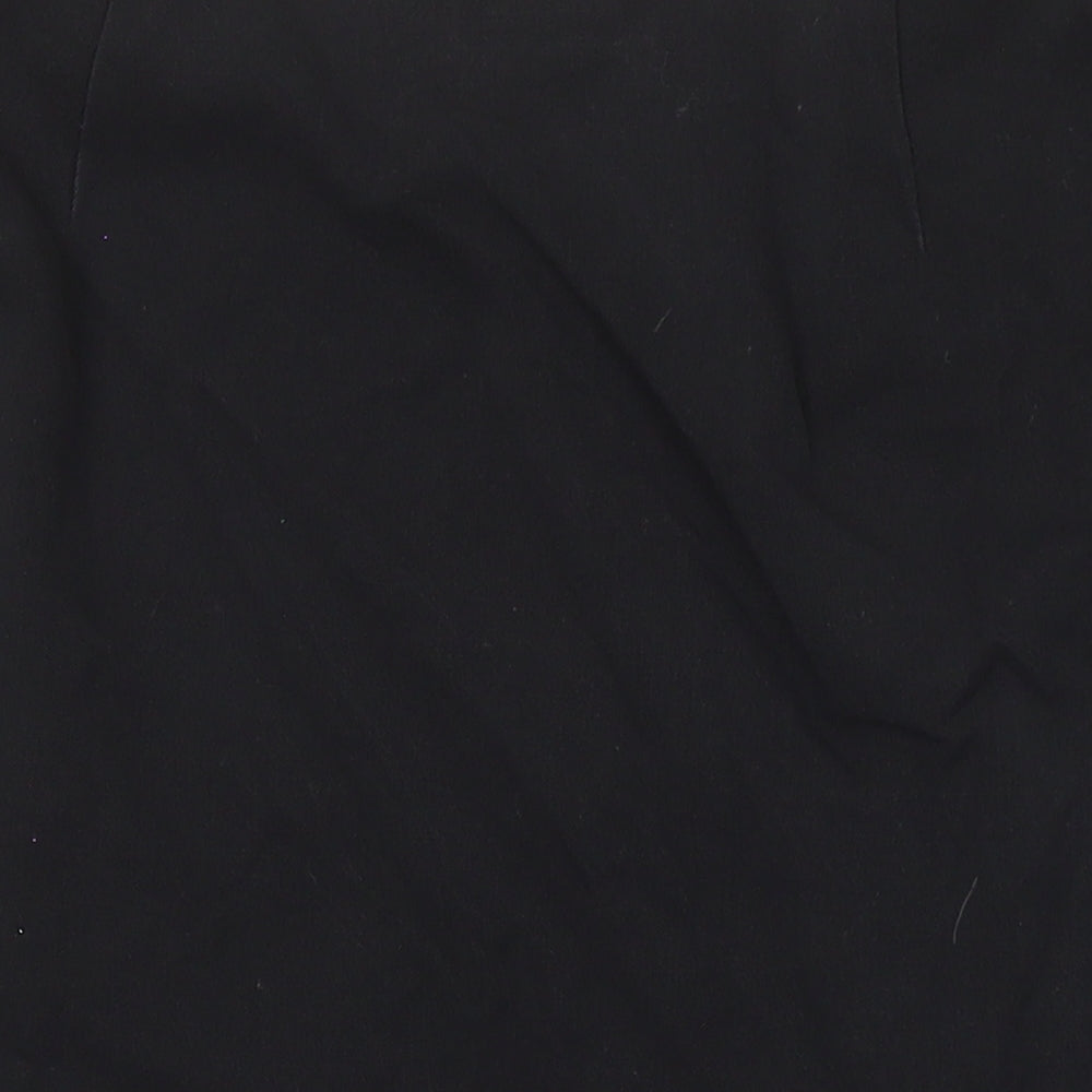Miss Selfridge Womens Black Herringbone Polyester A-Line Skirt Size 10 Tie