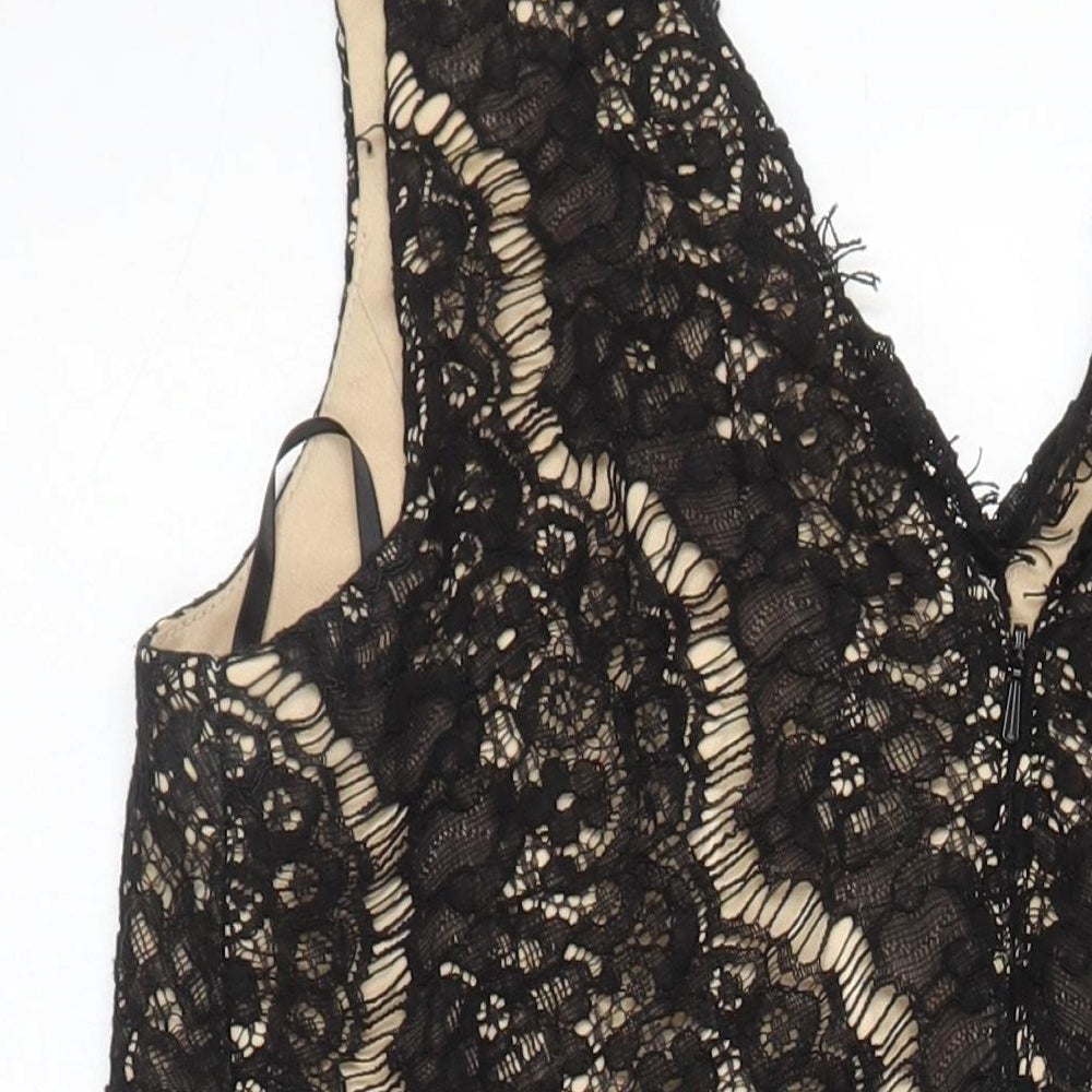 Betsy Adams Womens Multicoloured Cotton A-Line Size 14 V-Neck - Lace Overlay
