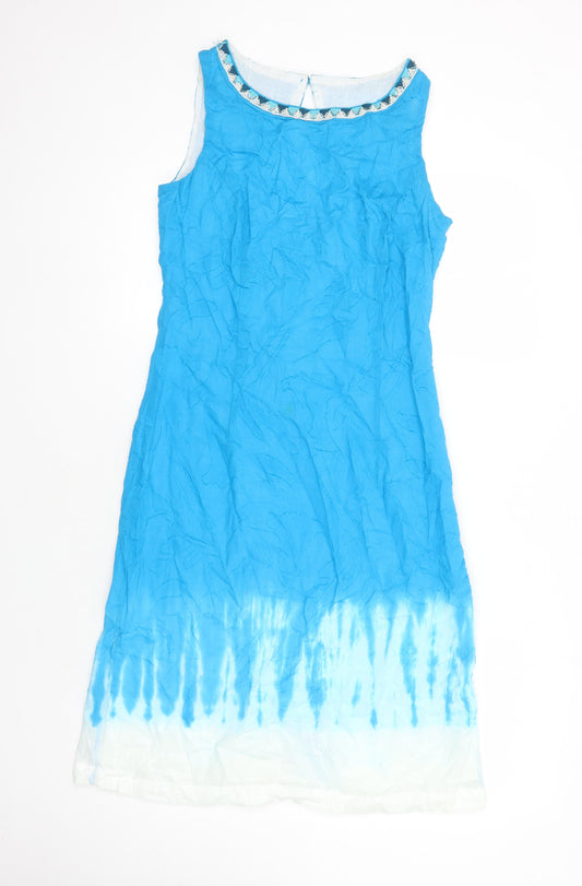 Additional front view of Roman women’s multicoloured tie dye 100% cotton shift, size UK 10, boat neck