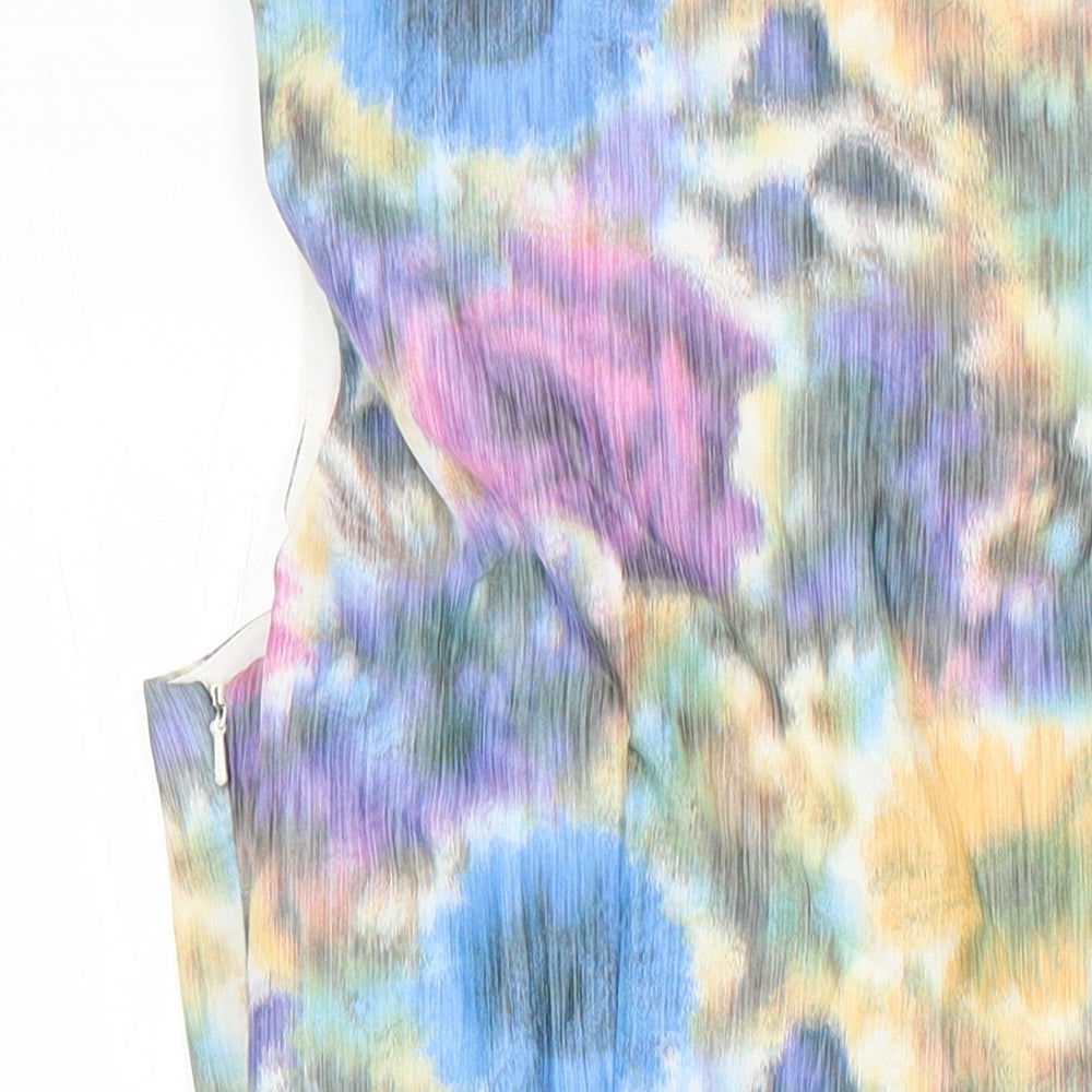 Brand and care label for By Henry Holland women’s multicoloured floral polyester fit & flare, size UK 12, boat neck