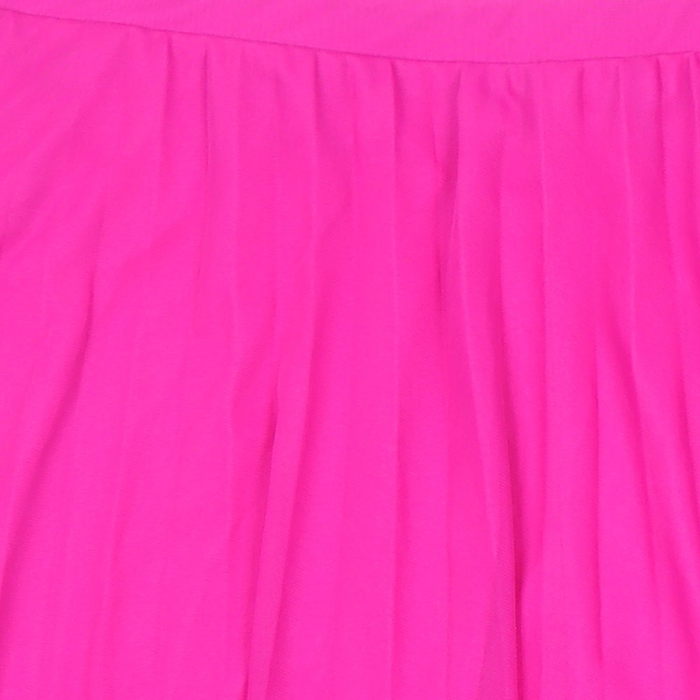 Dorothy Perkins Womens Pink Herringbone Polyester A-Line Skirt Size 12 - Elasticated Waist