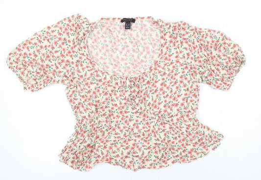 Womens UK Size 16 New Look Multicoloured Cropped Blouse