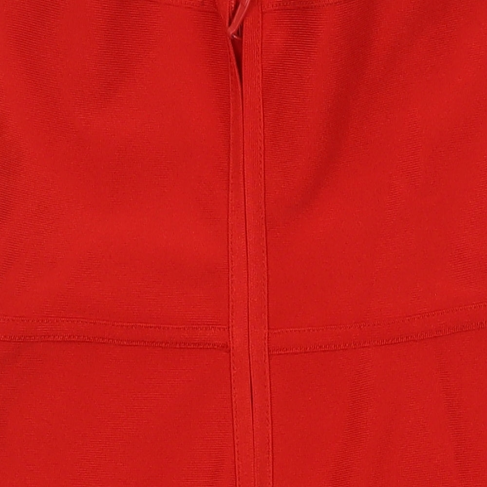 PRETTYLITTLETHING Womens Red Polyester Pencil Dress Size 12 Off the Shoulder