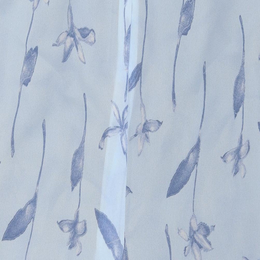 Classics Womens Blue Floral Polyester A-Line Skirt Size 16 Zip