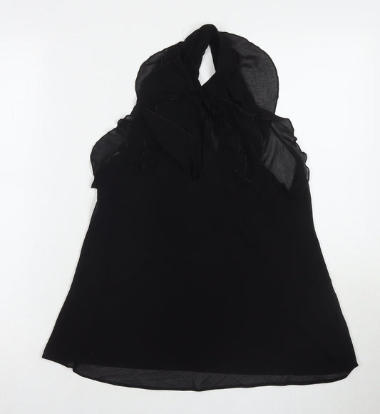 Miss Selfridge Womens Black Polyester Basic Tank Size 12 V-Neck