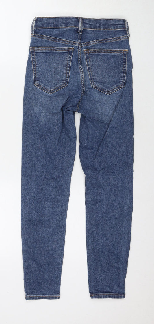 Topshop Womens Blue Cotton Skinny Jeans Size 24 in L30 in Regular Zip