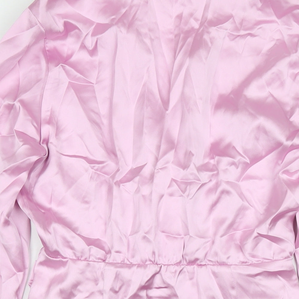 Zara Womens Pink Polyester A-Line Size S Collared Zip