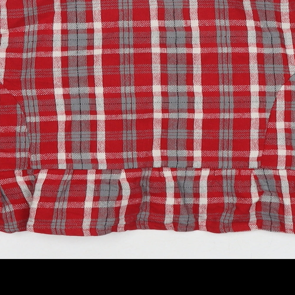 Cotton On Womens Red Check Jacket Blazer Size M Button