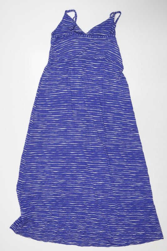 Gap Womens Blue Geometric Viscose A-Line Size L V-Neck Pullover