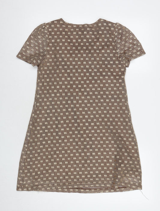 Pussycat London Womens Beige Polyamide A-Line Size S Round Neck Pullover