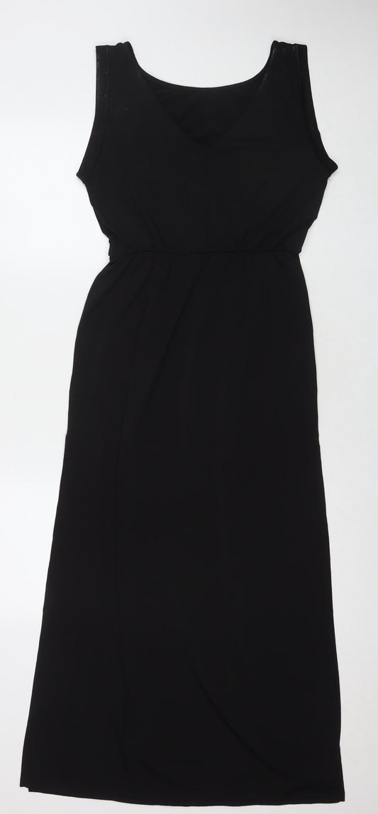 Divided by H&M Womens Black Polyester Maxi Size S V-Neck Pullover