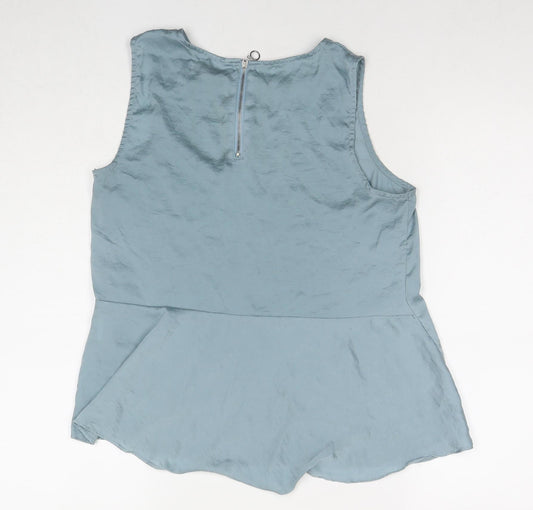 Womens UK Size M Pull&Bear Blue Basic Tank