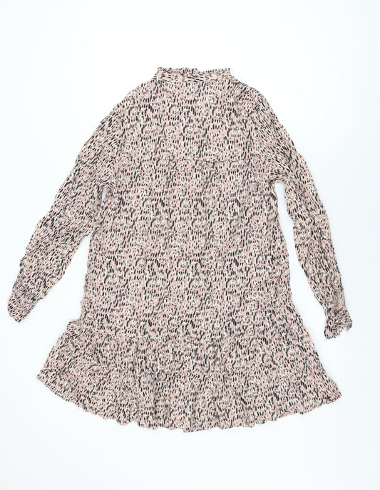 NEXT Womens Pink Geometric Viscose Shift Size 12 V-Neck Pullover