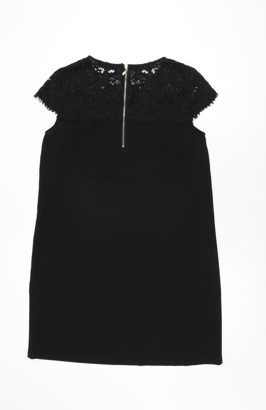Zara Womens Black Nylon Shift Size L Round Neck Zip