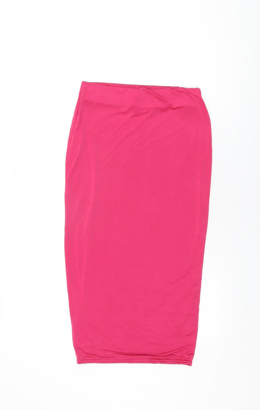 PRETTYLITTLETHING Womens Pink Polyester Straight & Pencil Skirt Size 10