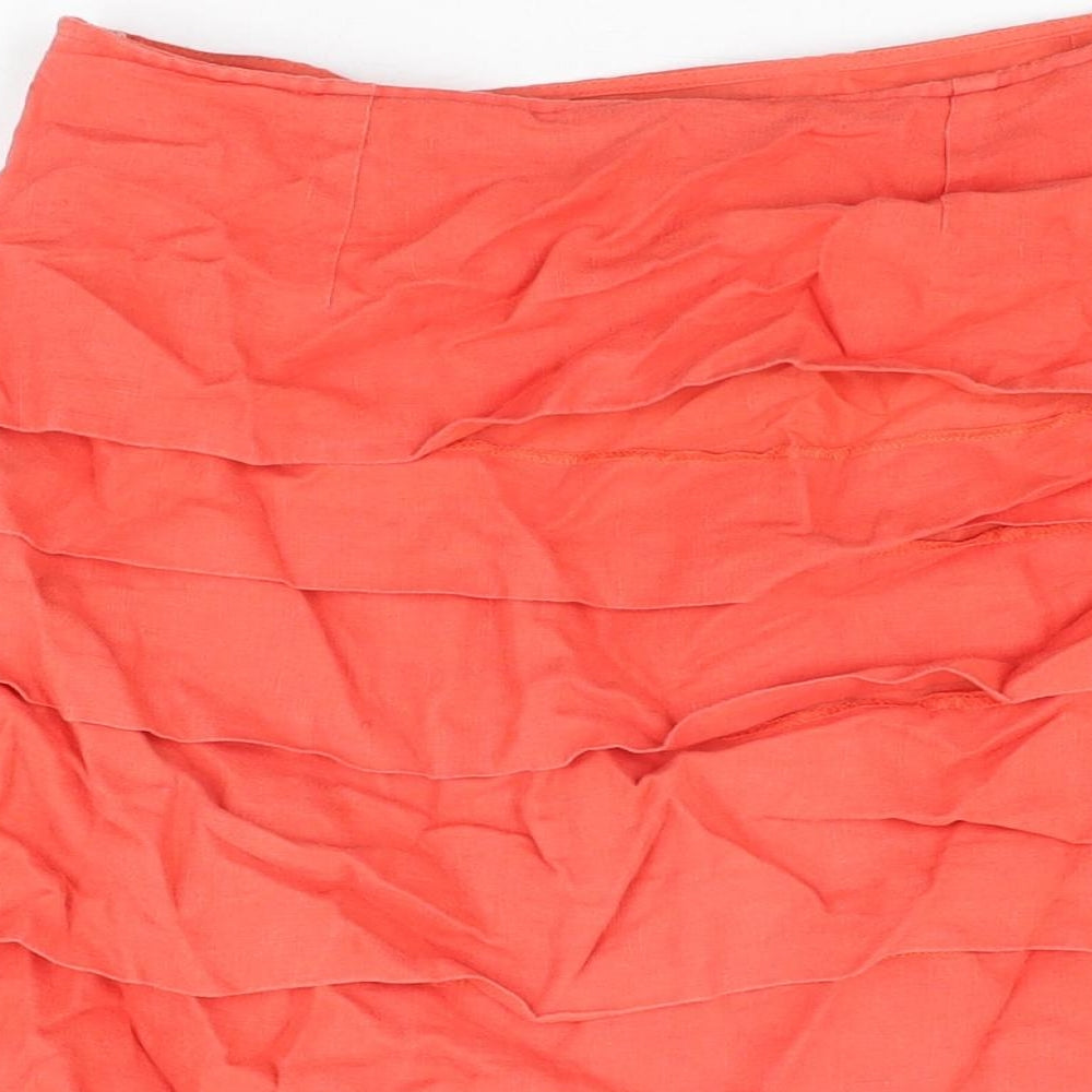 Per Una Womens Red Linen A-Line Skirt Size 10 Zip