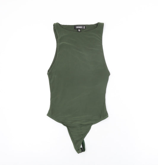 Additional front view of Missguided women’s green polyester bodysuit one-piece, size UK 6, snap
