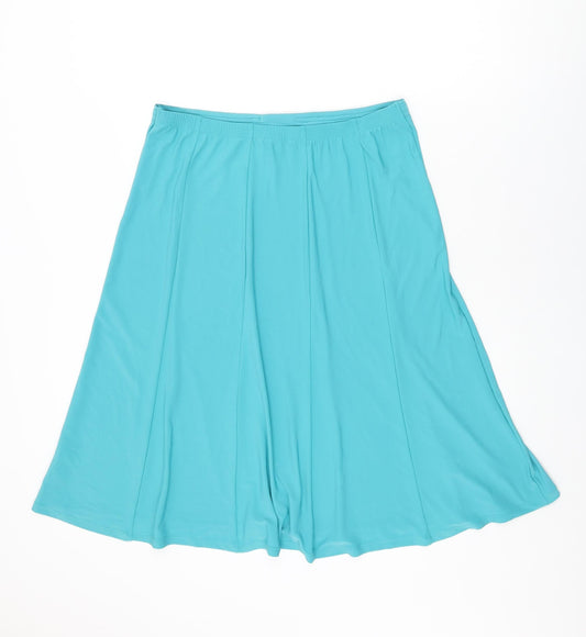 BM Collection Womens Blue Polyester Swing Skirt Size 14