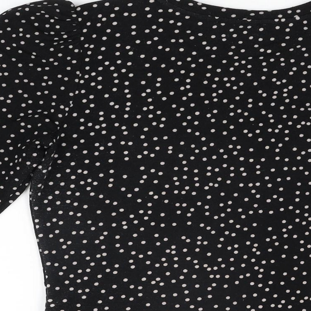 Womens UK Size 10 Warehouse Black Basic T-Shirt