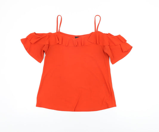 Womens UK Size 8 New Look Red Basic T-Shirt
