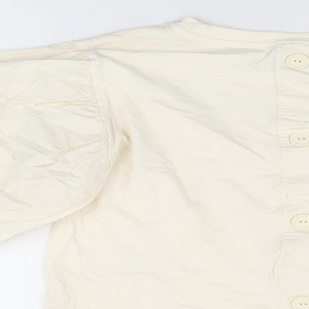 Womens UK Size 6 River Island Ivory Basic T-Shirt