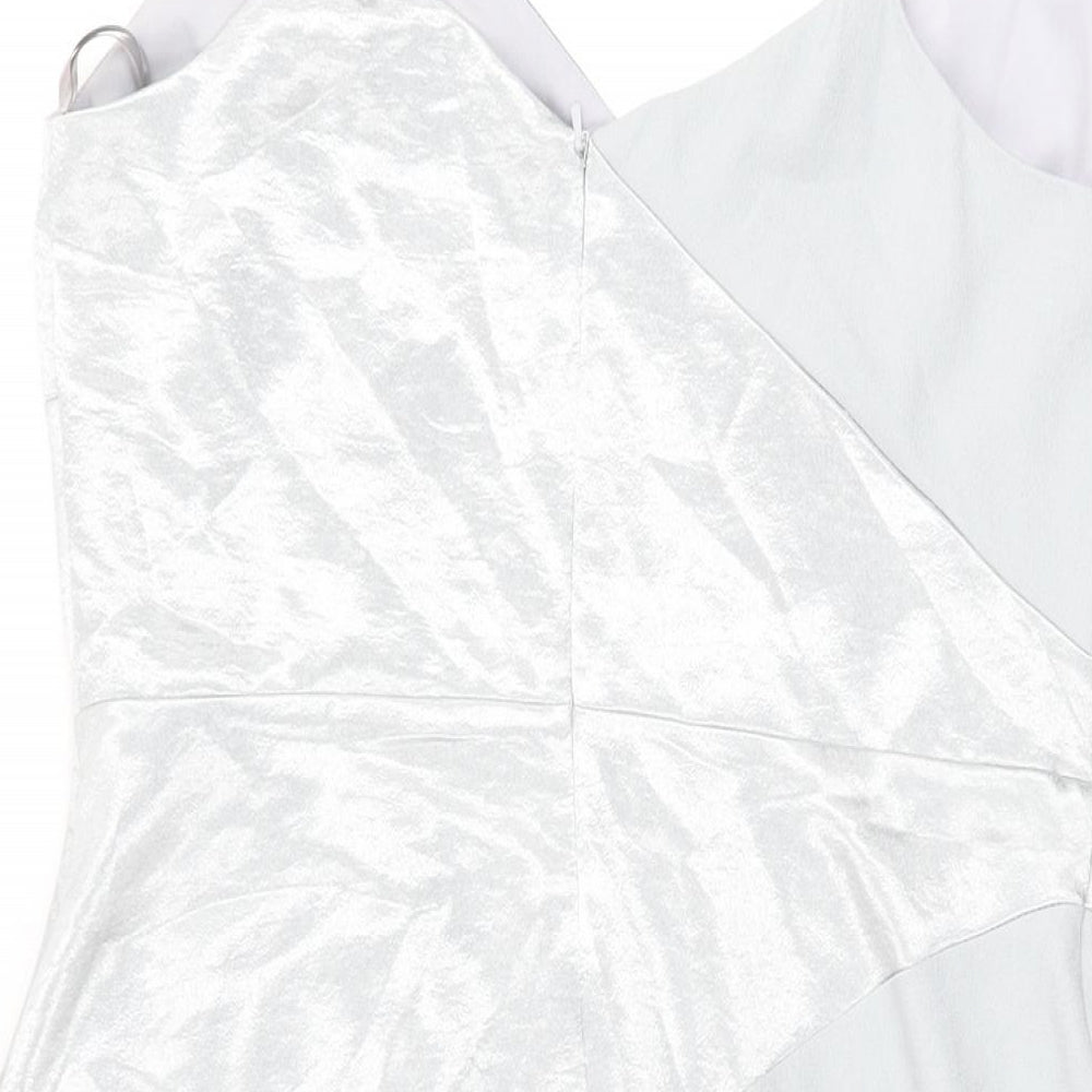 Coast Womens Blue Polyester A-Line Size 12 V-Neck Zip