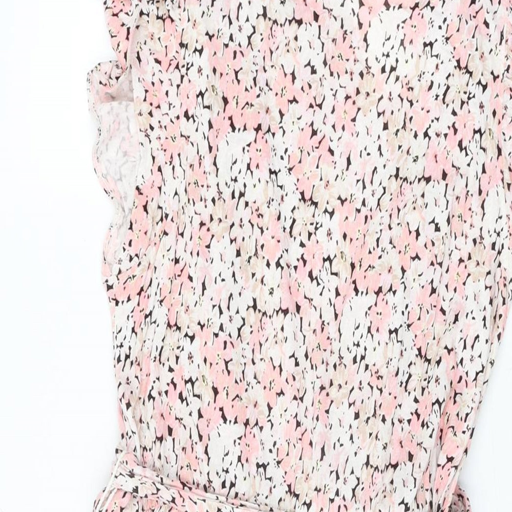 H&M Womens Pink Floral Viscose A-Line Size S Round Neck Pullover