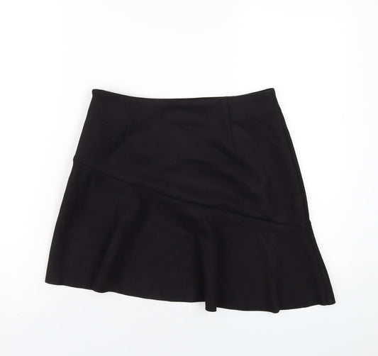 New Look Womens Black Polyester A-Line Skirt Size 12 Zip