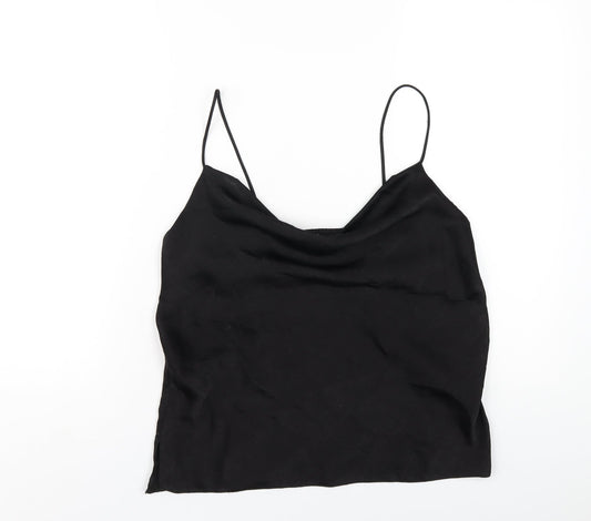 New Look Womens Black Polyester Camisole T-Shirt Size 8 Cowl Neck