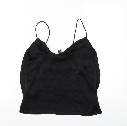 New Look Womens Black Polyester Camisole T-Shirt Size 8 Cowl Neck
