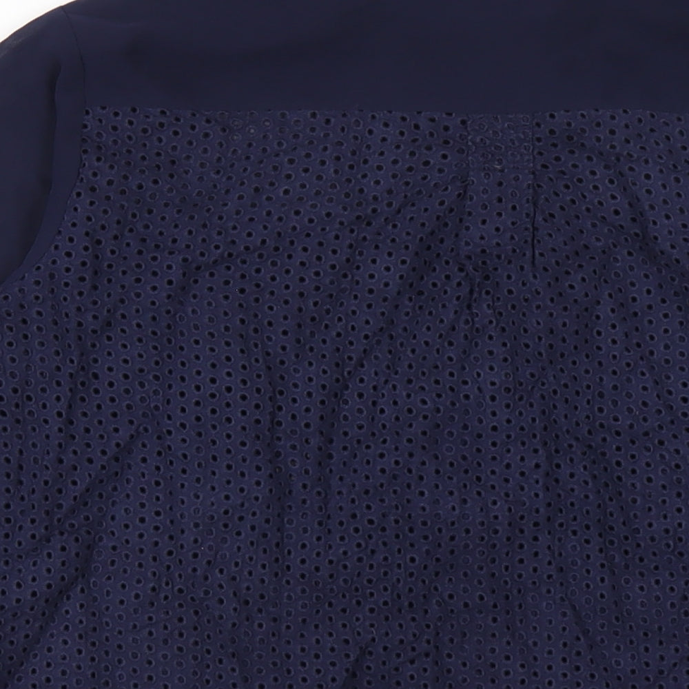 French Connection Womens Blue Polyester Basic Button-Up Size 10 Collared