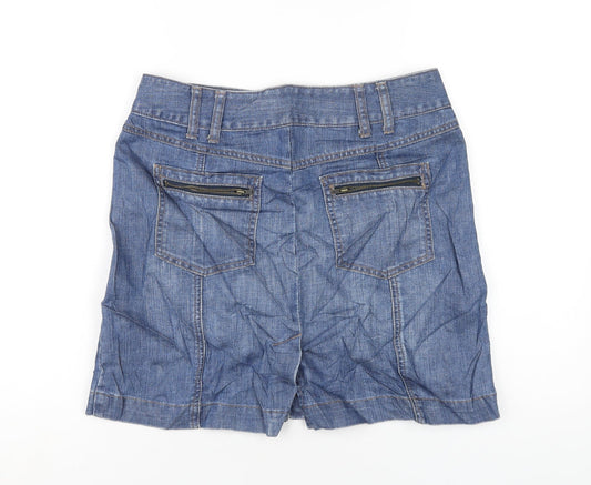 Marks and Spencer Womens Blue Cotton A-Line Skirt Size 10 Button