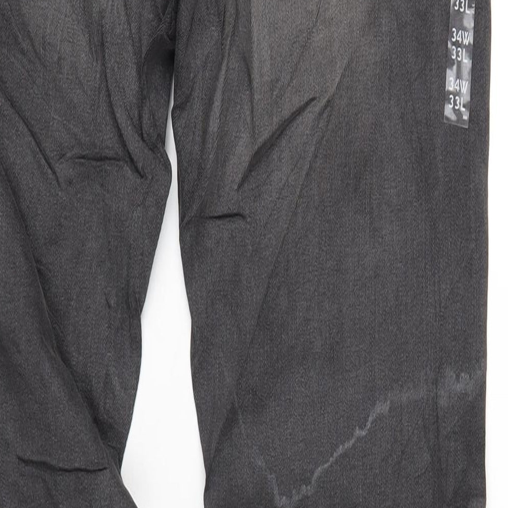Marks and Spencer Mens Grey Cotton Skinny Jeans Size 34 in L33 in Regular Zip