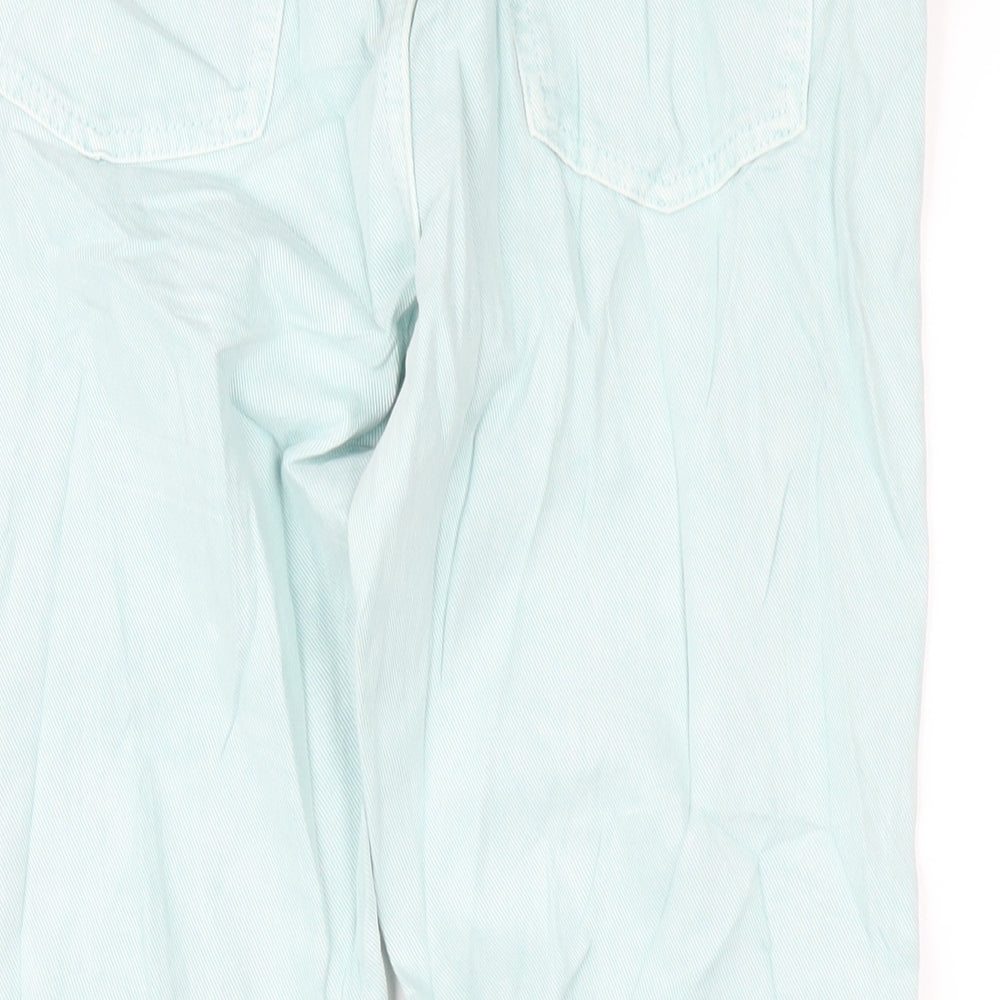 Marks and Spencer Girls Green Cotton Straight Jeans Size 13-14 Years L28 in Regular Zip