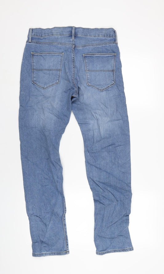 Marks and Spencer Mens Blue Cotton Skinny Jeans Size 30 in L29 in Regular Zip