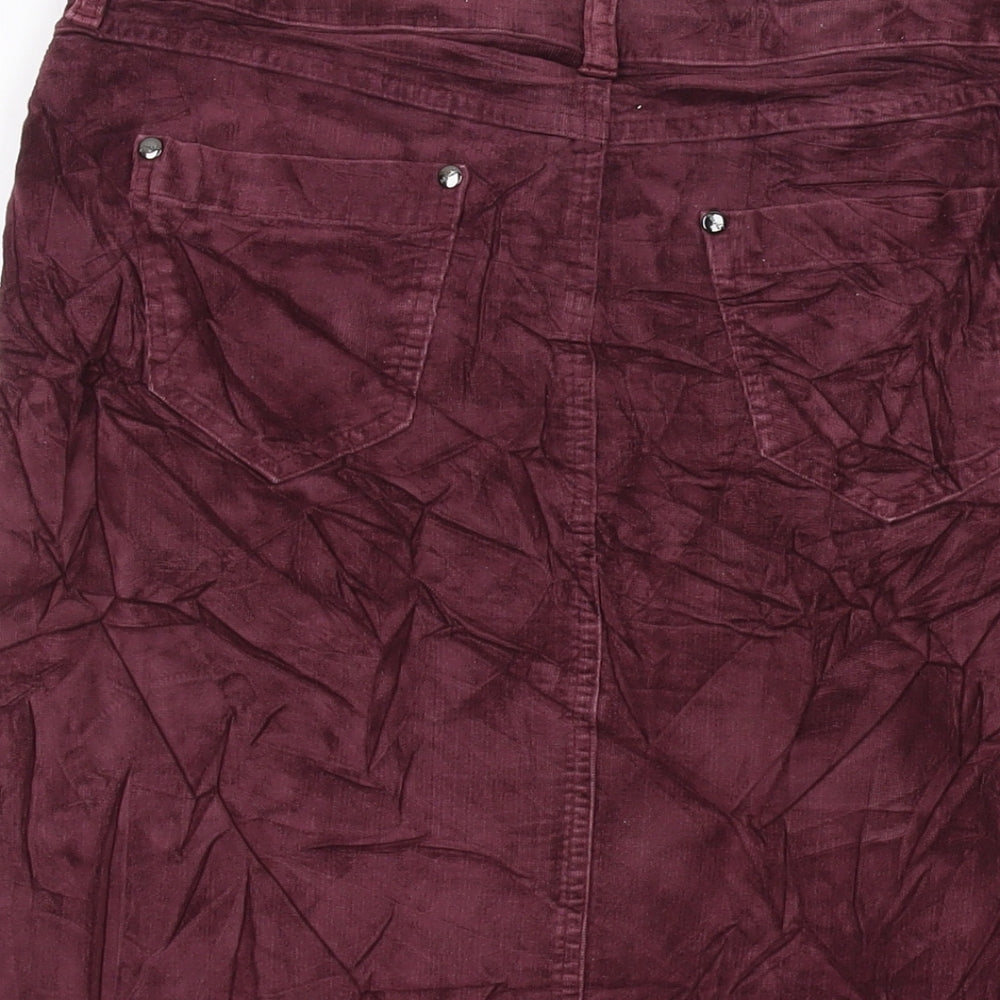 Per Una Womens Purple Cotton A-Line Skirt Size 12 Button