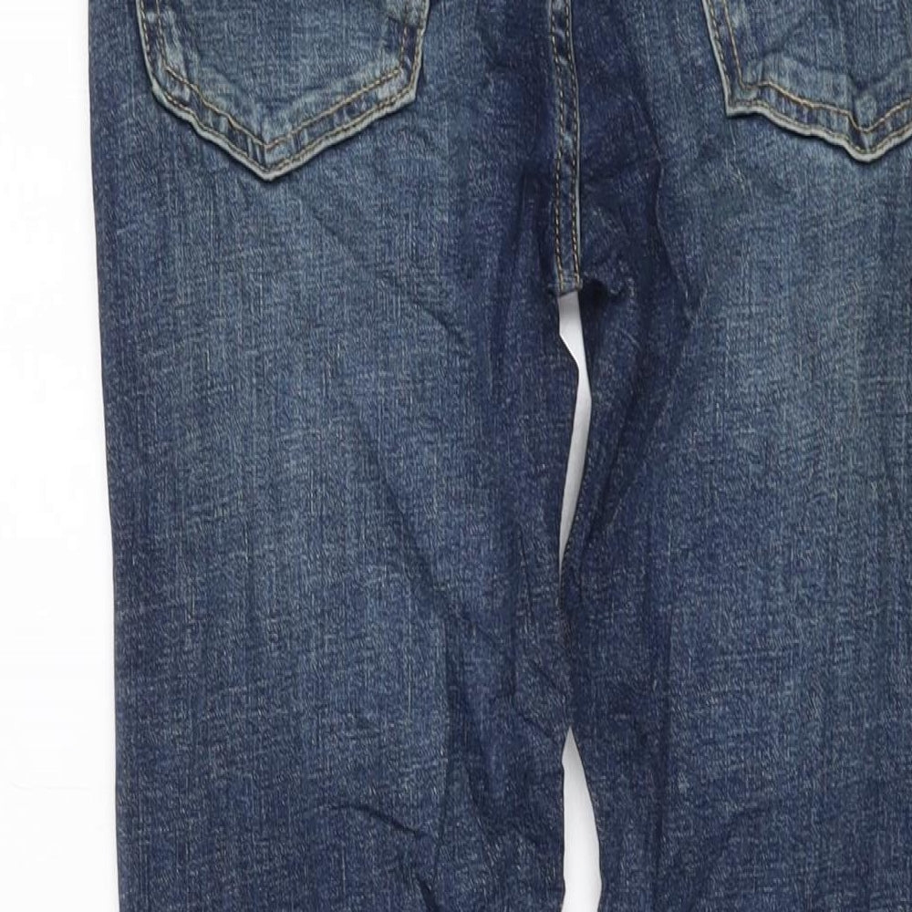 Marks and Spencer Mens Blue Cotton Skinny Jeans Size 28 in L31 in Regular Button