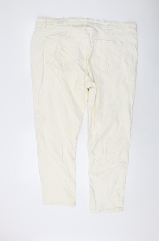 Womens UK Size 22 Marks and Spencer Slim Fit Mom Ivory Jeans