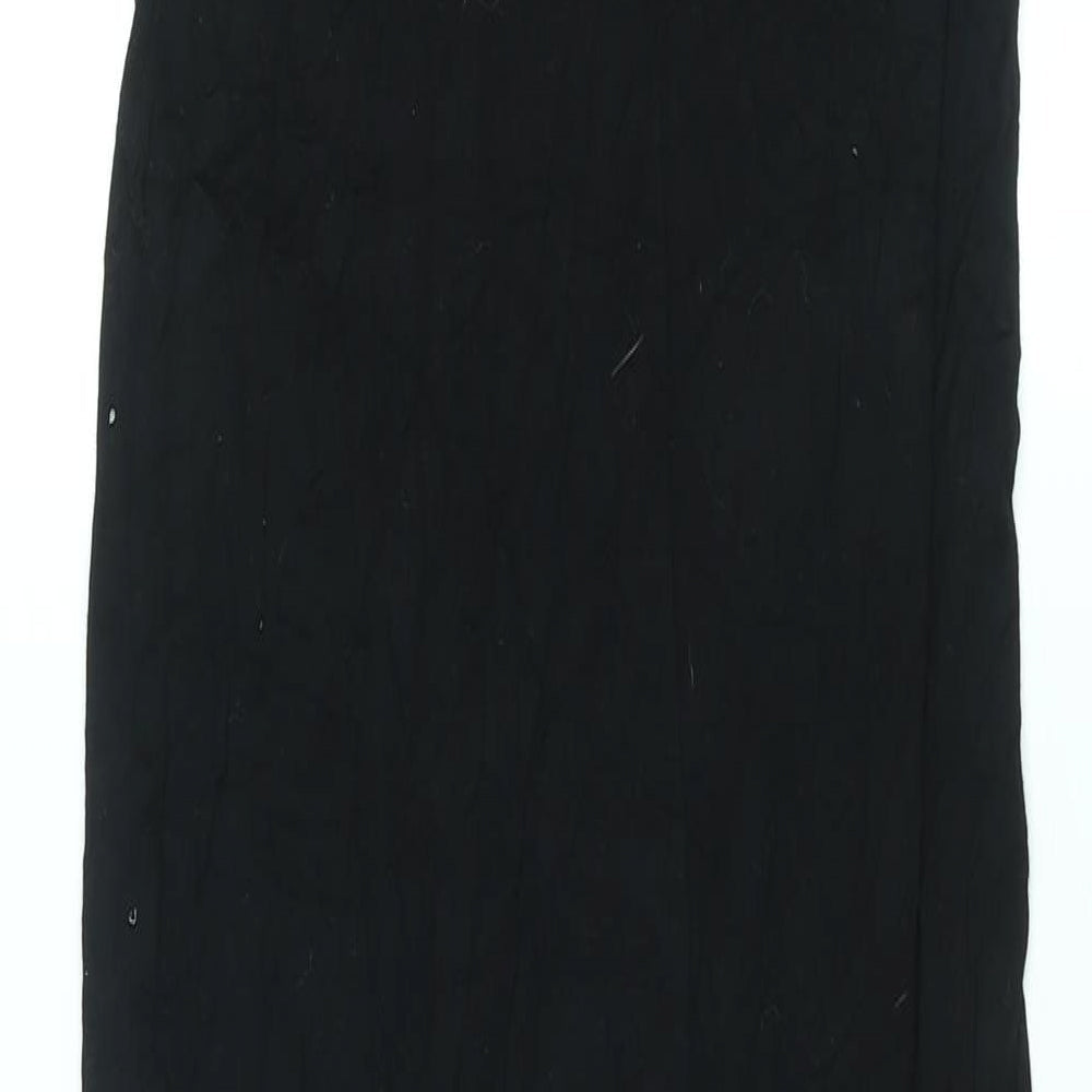 PRETTYLITTLETHING Womens Black Viscose Maxi Size 10 Round Neck Pullover - Back Slit