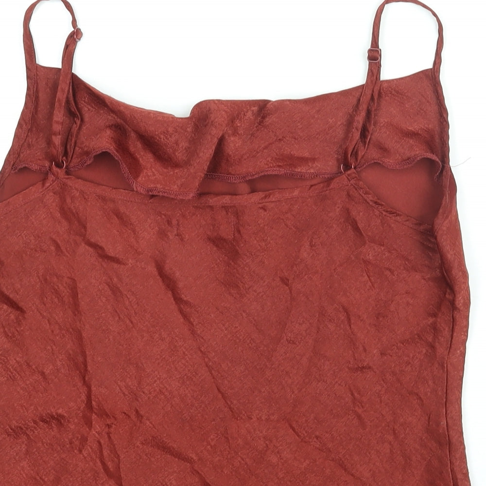 Womens UK Size 10 PRETTYLITTLETHING Red Camisole Blouse