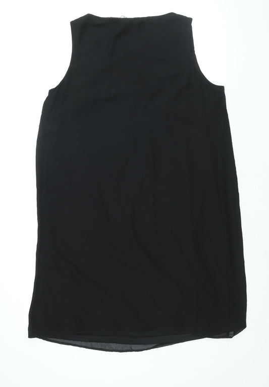 BHS Womens Black Polyester Shift Size 18 Cowl Neck Pullover - Rhinestone Strap