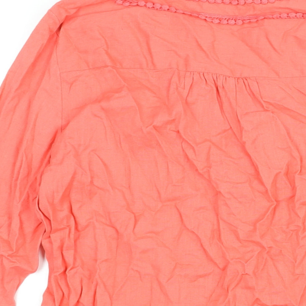 JD Williams Womens Pink Cotton Mini Size 16 V-Neck Pullover