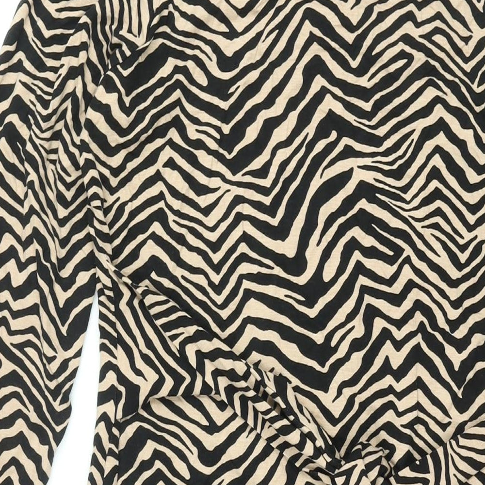 Marks and Spencer Womens Black Geometric Viscose Shift Size 16 V-Neck Pullover - Belted