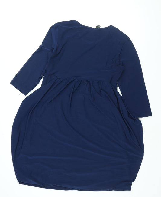 Izabel London Womens Blue Polyester Shift Size 12 Round Neck Pullover