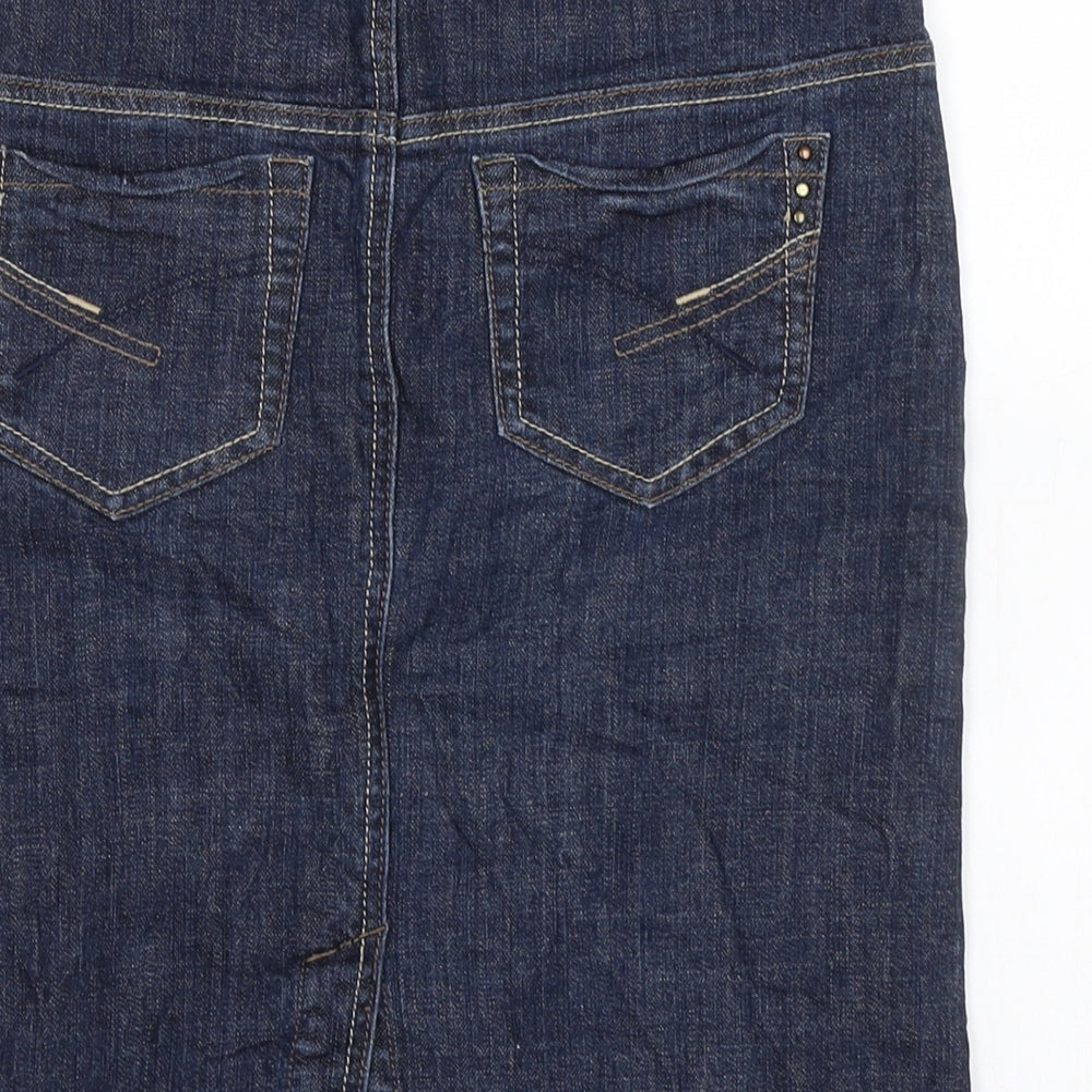 NEXT Womens Blue Cotton Blend Bandage Skirt Size 8 Zip